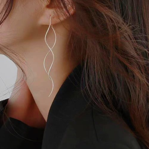 Wavy Tassel Threader Earrings