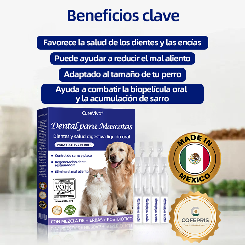 [Tienda oficial] 𝐂𝐮𝐫𝐞𝐕𝐢𝐯𝐨® Líquido bucal para la salud dental y digestiva de mascotas: refresca el aliento, elimina el sarro, favorece la regeneración de las encías y estabiliza los diente🔴