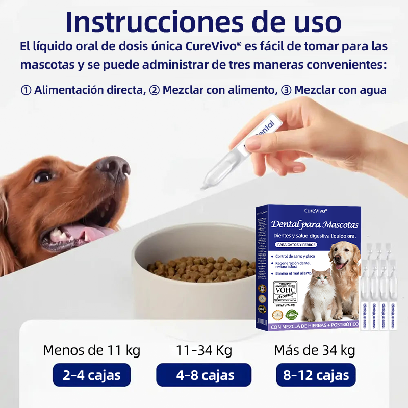 [Tienda oficial] 𝐂𝐮𝐫𝐞𝐕𝐢𝐯𝐨® Líquido bucal para la salud dental y digestiva de mascotas: refresca el aliento, elimina el sarro, favorece la regeneración de las encías y estabiliza los diente🔴