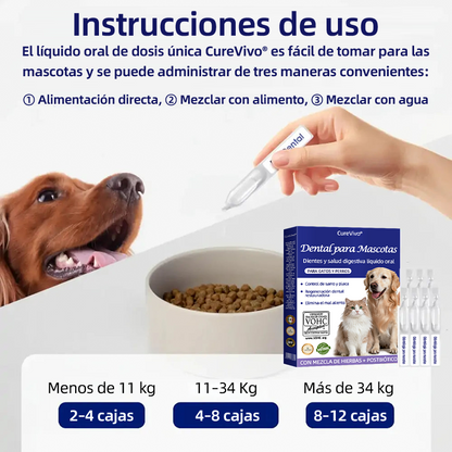 [Tienda oficial] 𝐂𝐮𝐫𝐞𝐕𝐢𝐯𝐨® Líquido bucal para la salud dental y digestiva de mascotas: refresca el aliento, elimina el sarro, favorece la regeneración de las encías y estabiliza los diente🔴